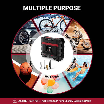 TACKLIFE Car Tire Inflator 12V DC Portable Air Compressor with 3 LED Lights DailySale