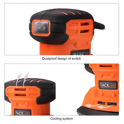 Tacklife Classic Mouse Detail Sander With 12 Pieces Sandpapers DailySale