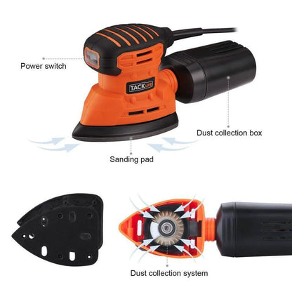Tacklife Classic Mouse Detail Sander With 12 Pieces Sandpapers DailySale