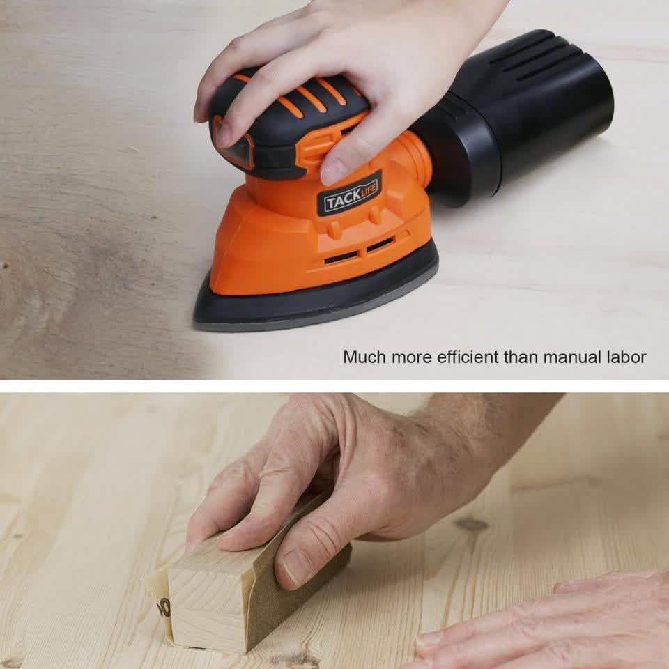 Tacklife Classic Mouse Detail Sander With 12 Pieces Sandpapers DailySale