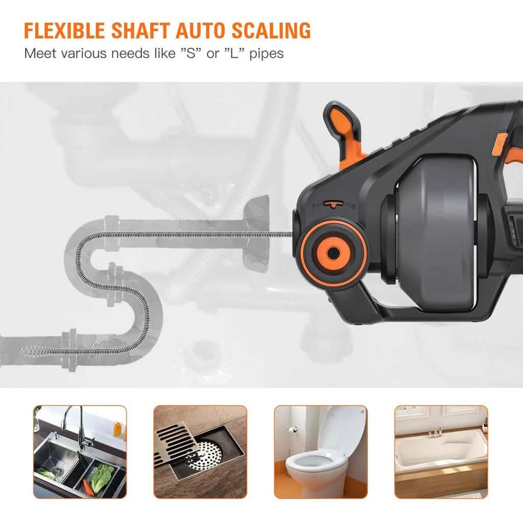 TACKLIFE Drain Snake 25Ft Automatic Cordless Drain Clog Remover DailySale