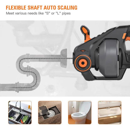 TACKLIFE Drain Snake 25Ft Automatic Cordless Drain Clog Remover DailySale