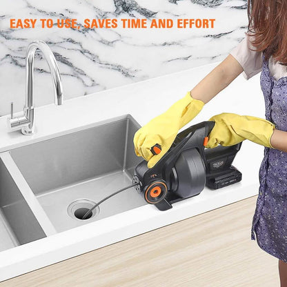 TACKLIFE Drain Snake 25Ft Automatic Cordless Drain Clog Remover DailySale