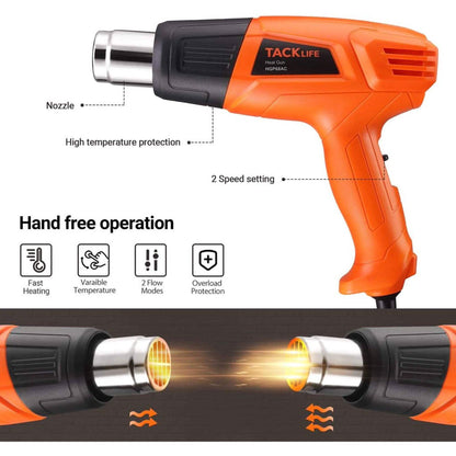 TACKLIFE Heat Gun 1500W 572°F~ 932°F Dual Temperature Hot Air Gun Kit DailySale