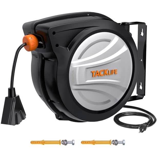 Tacklife Retractable Extension Cord, 65FT+4.5 Extension Cord Reel DailySale