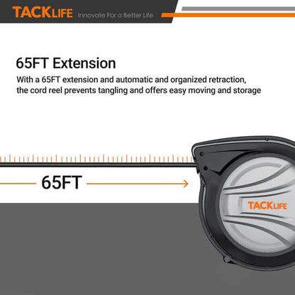 Tacklife Retractable Extension Cord, 65FT+4.5 Extension Cord Reel DailySale