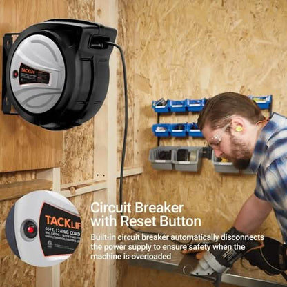 Tacklife Retractable Extension Cord, 65FT+4.5 Extension Cord Reel DailySale