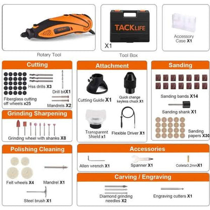 Tacklife Rotary Tool Kit with Upgraded MultiPro Keyless Chuck RTD35ACL DailySale