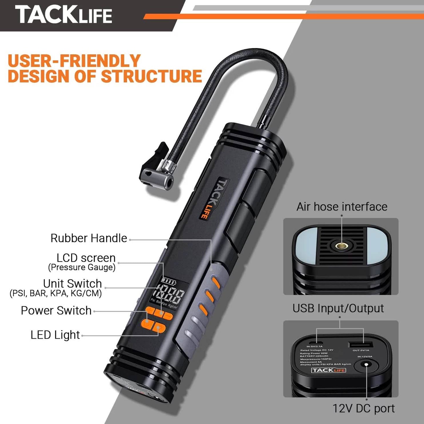 Tacklife X1 Rechargeable Cordless Tire Inflator DailySale
