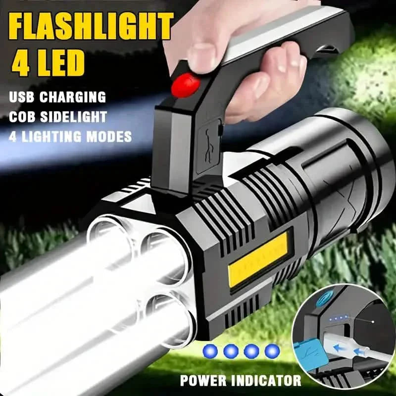 Tactical LED Flashlight, 800mAh Rechargeable Via USB, High-Power Light With 4-Mode Output DailySale