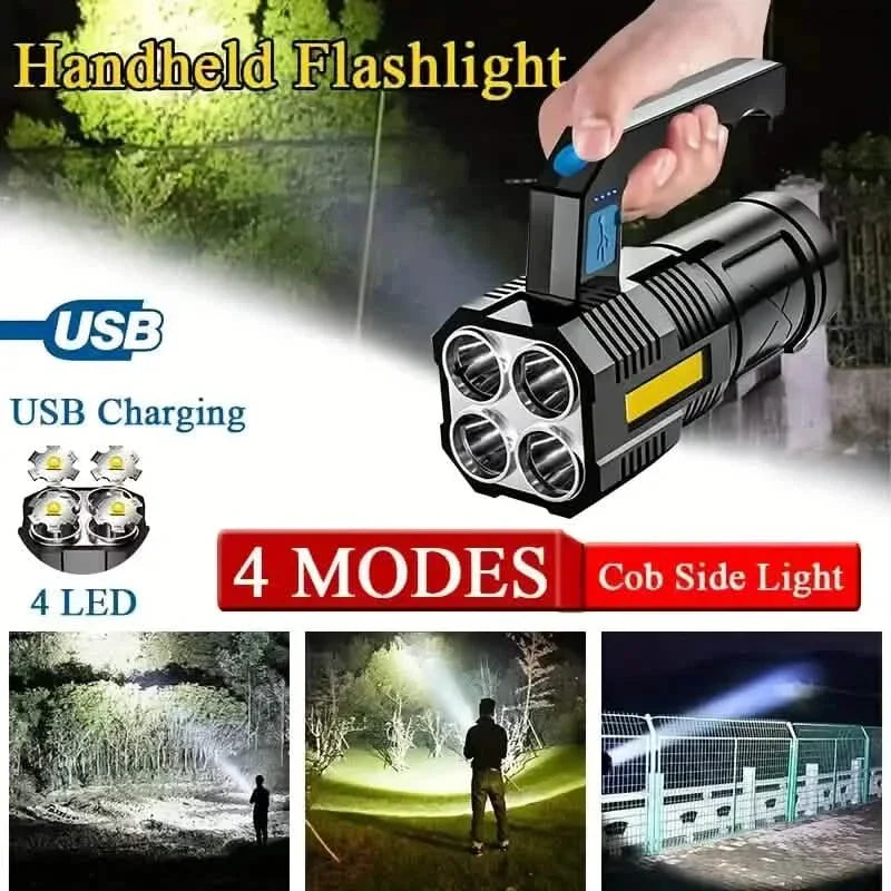 Tactical LED Flashlight, 800mAh Rechargeable Via USB, High-Power Light With 4-Mode Output DailySale