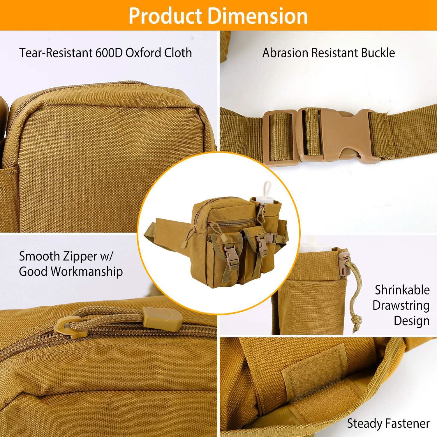 Tactical Waist Bag Utility Pouch Belt Bag with Water Bottle Pouch DailySale