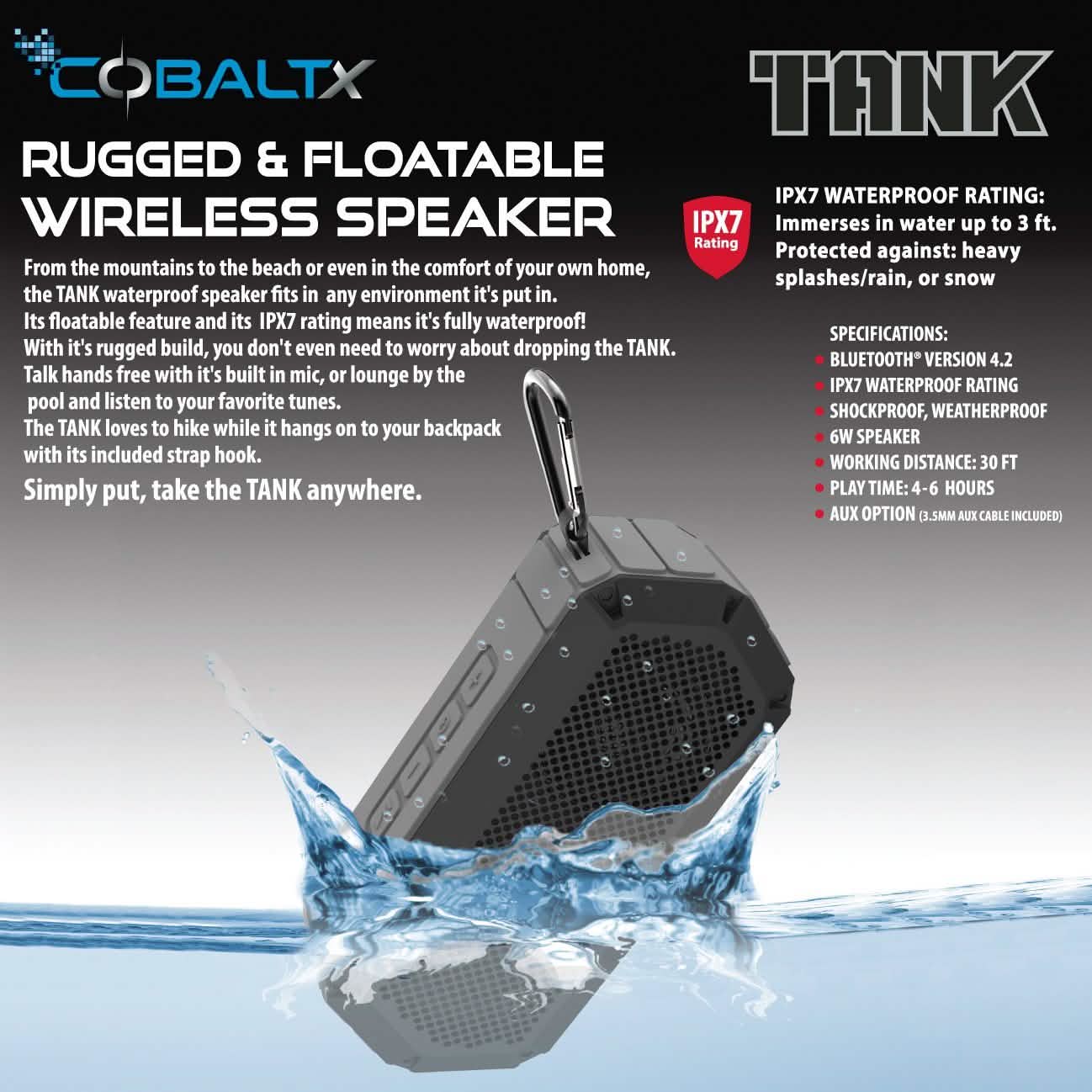 Tank Ipx7 Waterproof Rugged 10w Bluetooth Speaker - Assorted Styles DailySale