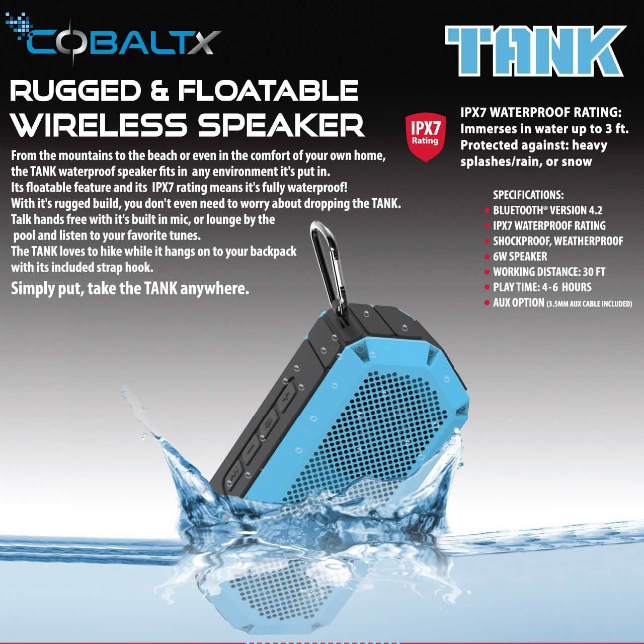 Tank Ipx7 Waterproof Rugged 10w Bluetooth Speaker - Assorted Styles DailySale