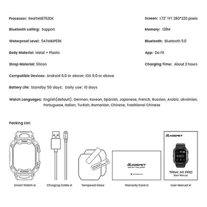 TANK M1 PRO Smart Watch 1.72 inch Smartwatch Fitness Watch DailySale