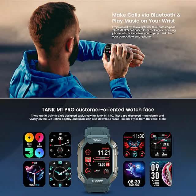 TANK M1 PRO Smart Watch 1.72 inch Smartwatch Fitness Watch DailySale