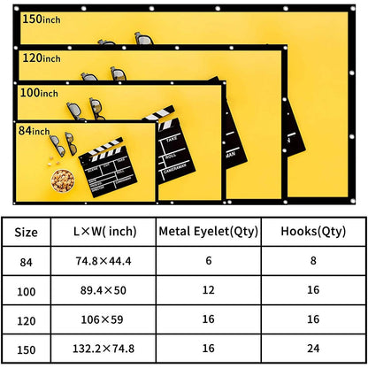 Taotique 4K Movie Projector Screen 16:9 HD Foldable and Portable DailySale