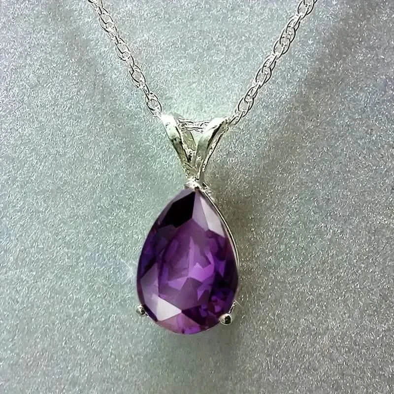 Teardrop Shaped Zirconia Pendant Copper Necklace DailySale
