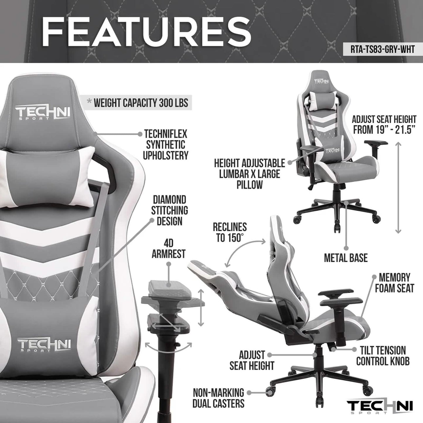 Techni Sport Ergonomic High Back Gaming Chair DailySale