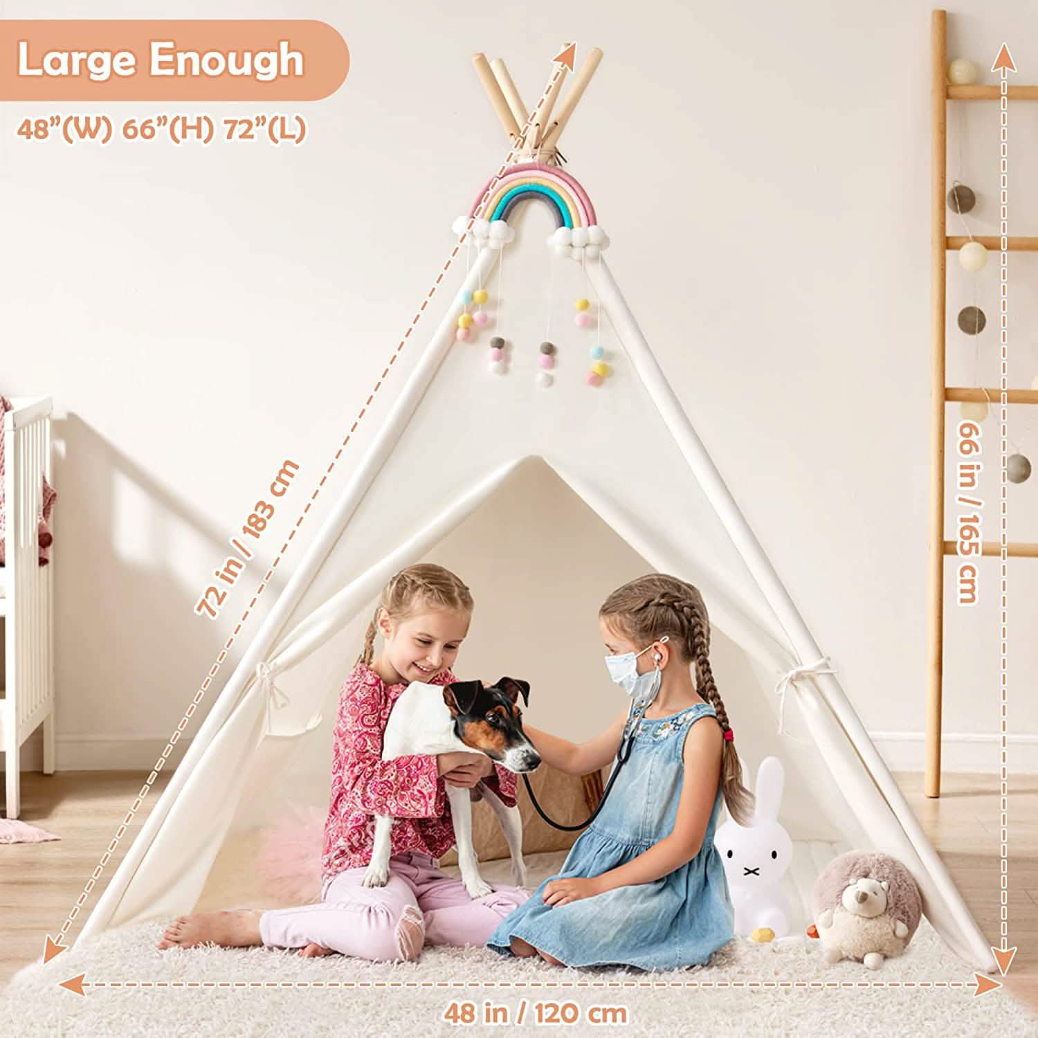 Teepee Tent for Kids - Play Tent Indoor Outdoor Cotton Canvas DailySale