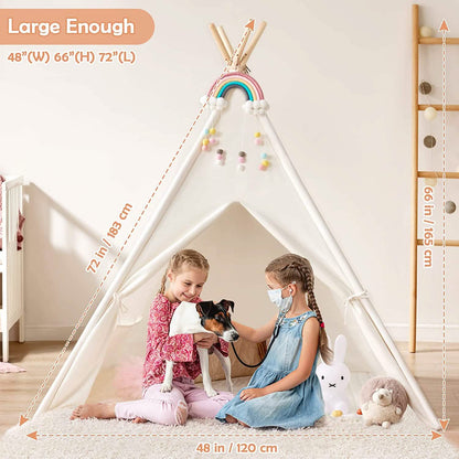 Teepee Tent for Kids - Play Tent Indoor Outdoor Cotton Canvas DailySale