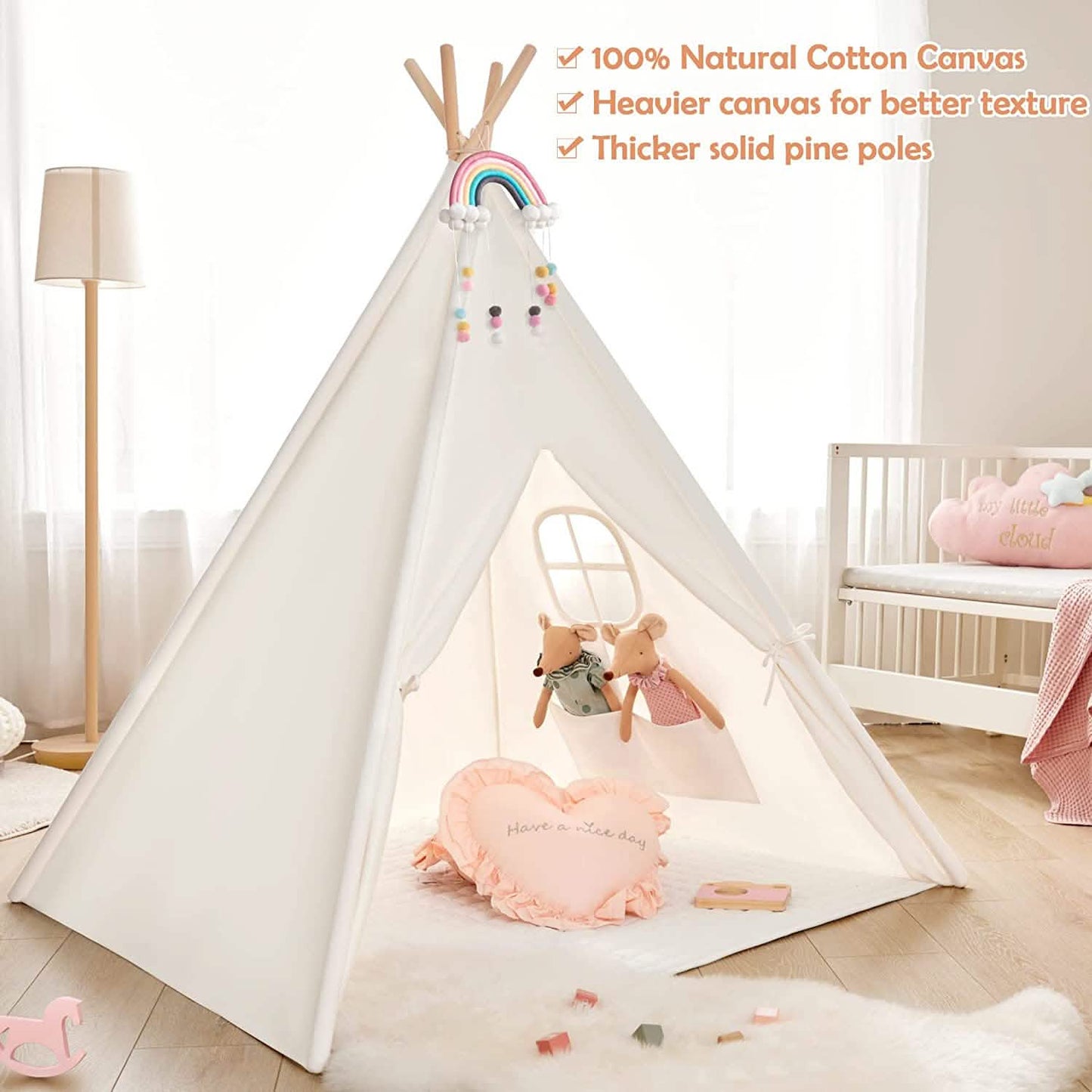Teepee Tent for Kids - Play Tent Indoor Outdoor Cotton Canvas DailySale