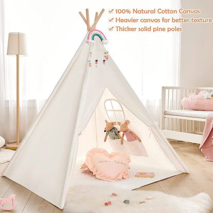Teepee Tent for Kids - Play Tent Indoor Outdoor Cotton Canvas DailySale