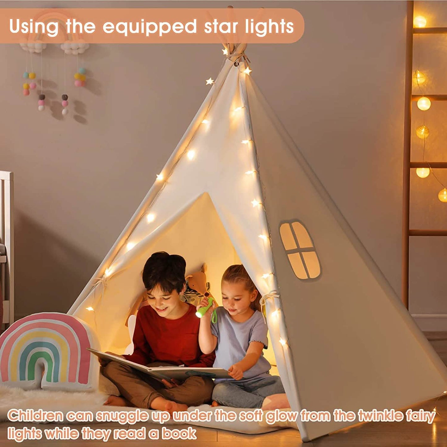 Teepee Tent for Kids - Play Tent Indoor Outdoor Cotton Canvas DailySale