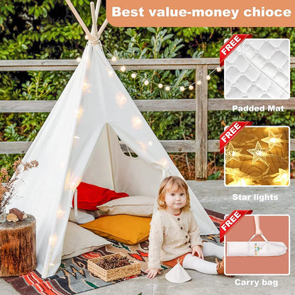 Teepee Tent for Kids - Play Tent Indoor Outdoor Cotton Canvas DailySale