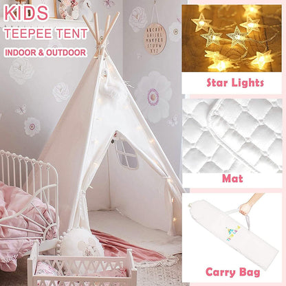 Teepee Tent for Kids - Play Tent Indoor Outdoor Cotton Canvas DailySale