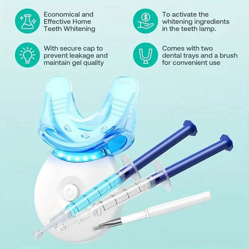 Teeth Whitening Gel Kit with 6 Teeth Cleaning Gel + 2 Dental Trays + Cleaning Led Light DailySale