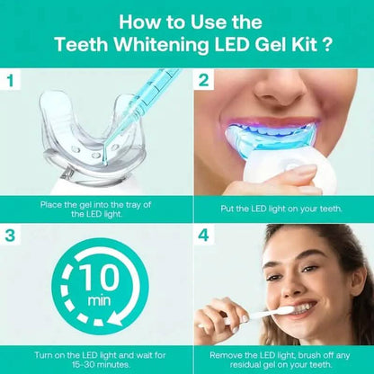 Teeth Whitening Gel Kit with 6 Teeth Cleaning Gel + 2 Dental Trays + Cleaning Led Light DailySale