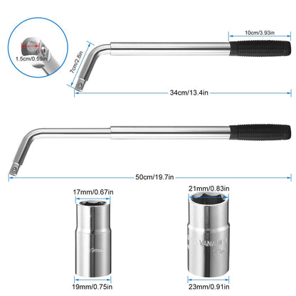 Telescoping Lug Wrench Extendable Tire Wheel Nut with CR-V Sockets DailySale