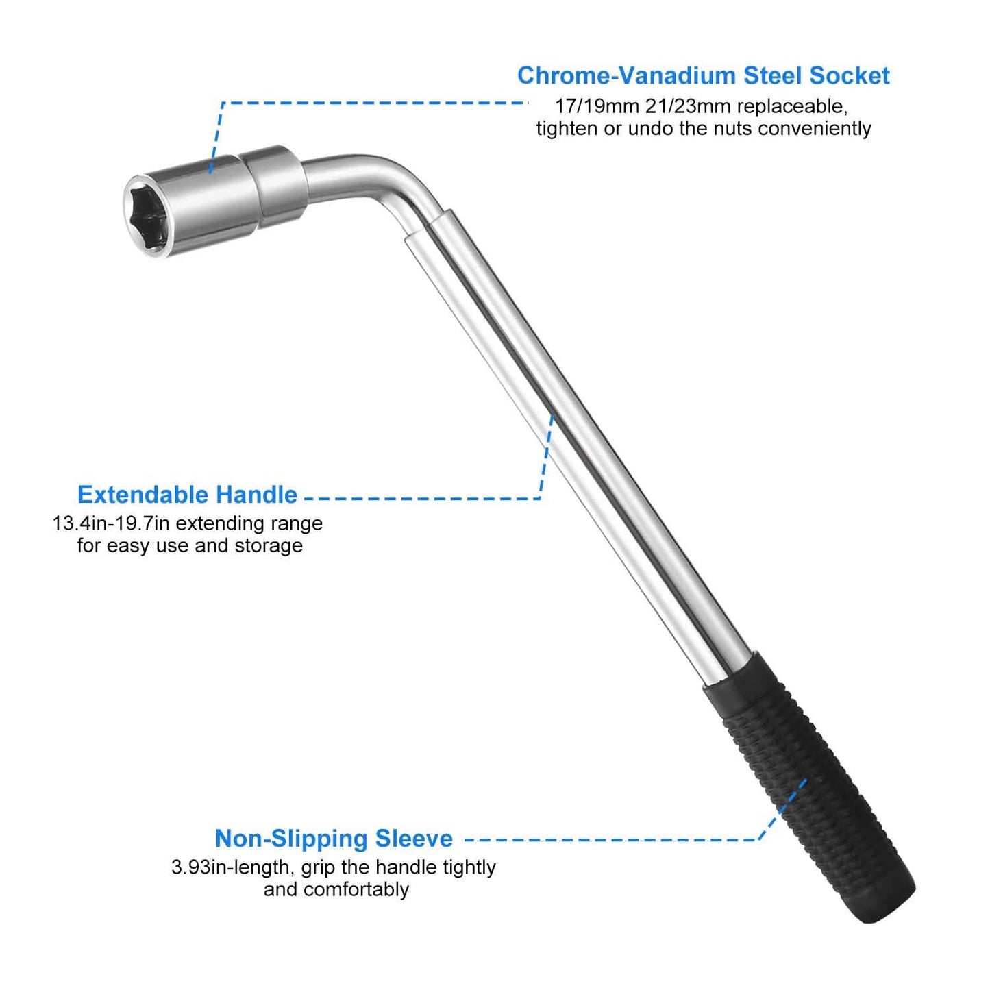 Telescoping Lug Wrench Extendable Tire Wheel Nut with CR-V Sockets DailySale