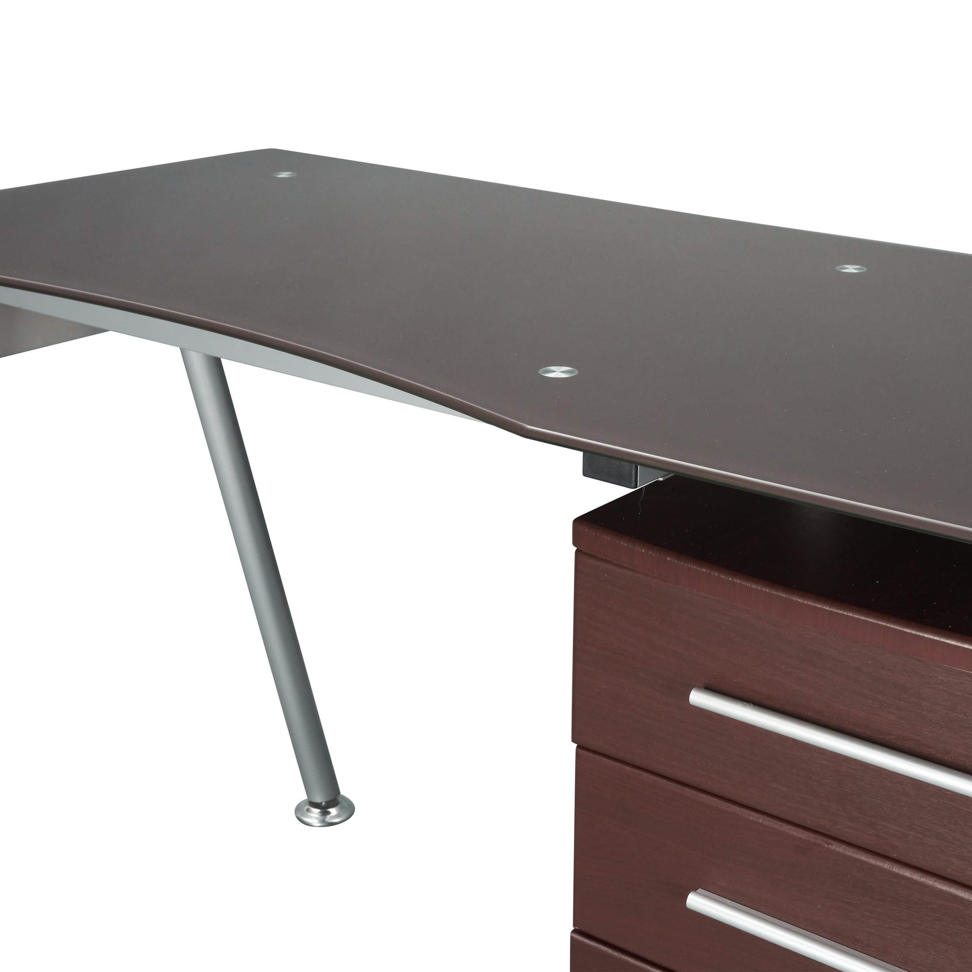 Tempered Glass Top Computer Desk with Storage DailySale