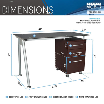 Tempered Glass Top Computer Desk with Storage DailySale