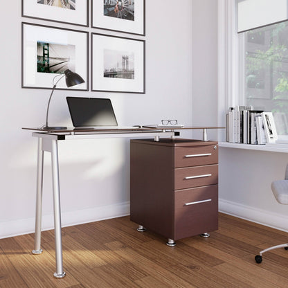 Tempered Glass Top Computer Desk with Storage DailySale