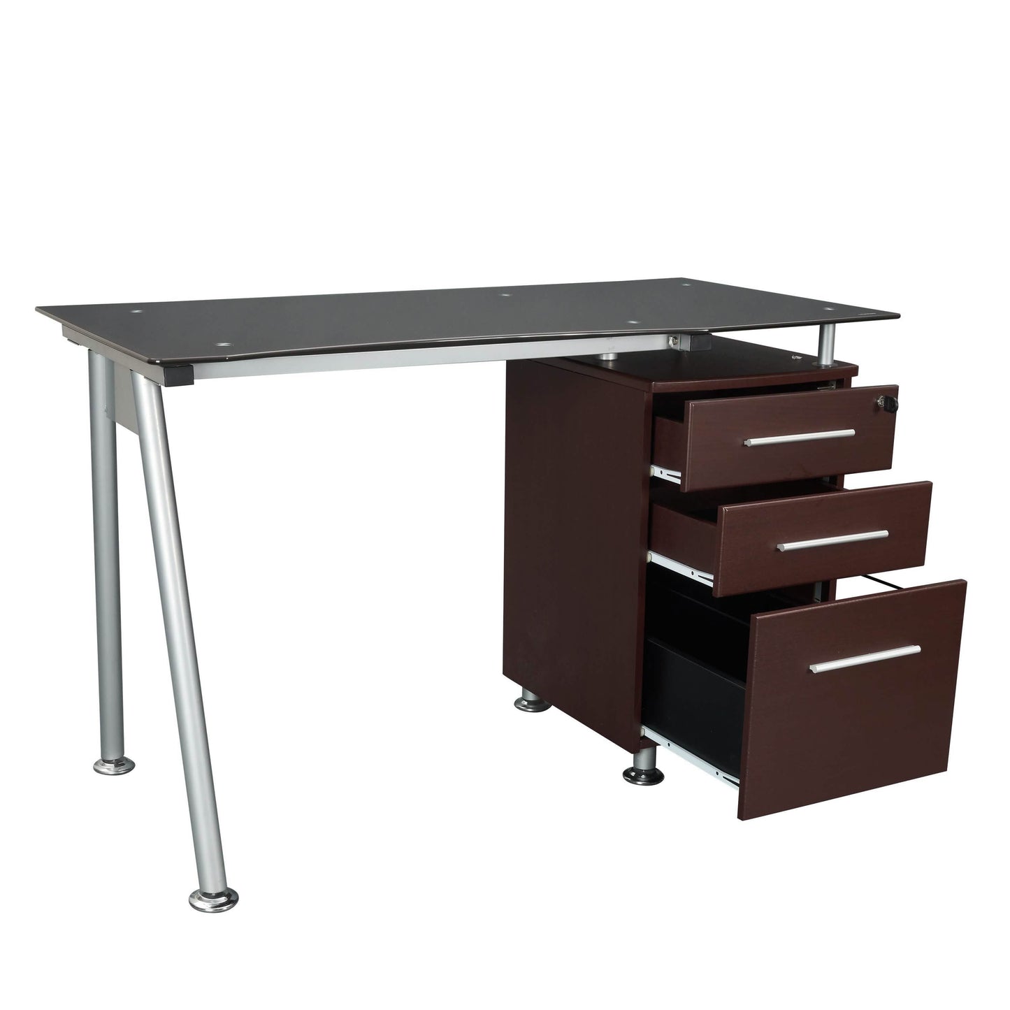 Tempered Glass Top Computer Desk with Storage DailySale