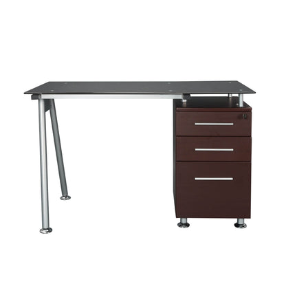 Tempered Glass Top Computer Desk with Storage DailySale