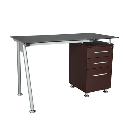 Tempered Glass Top Computer Desk with Storage DailySale