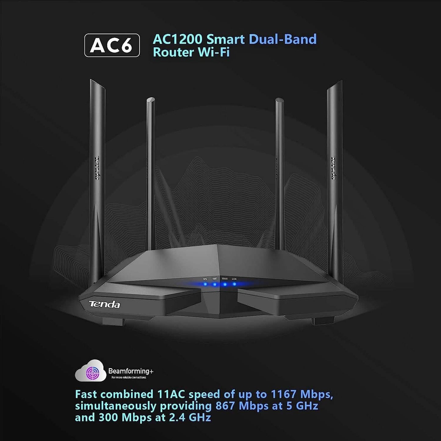 Tenda AC1200 Smart WiFi Router  (Refurbished) DailySale