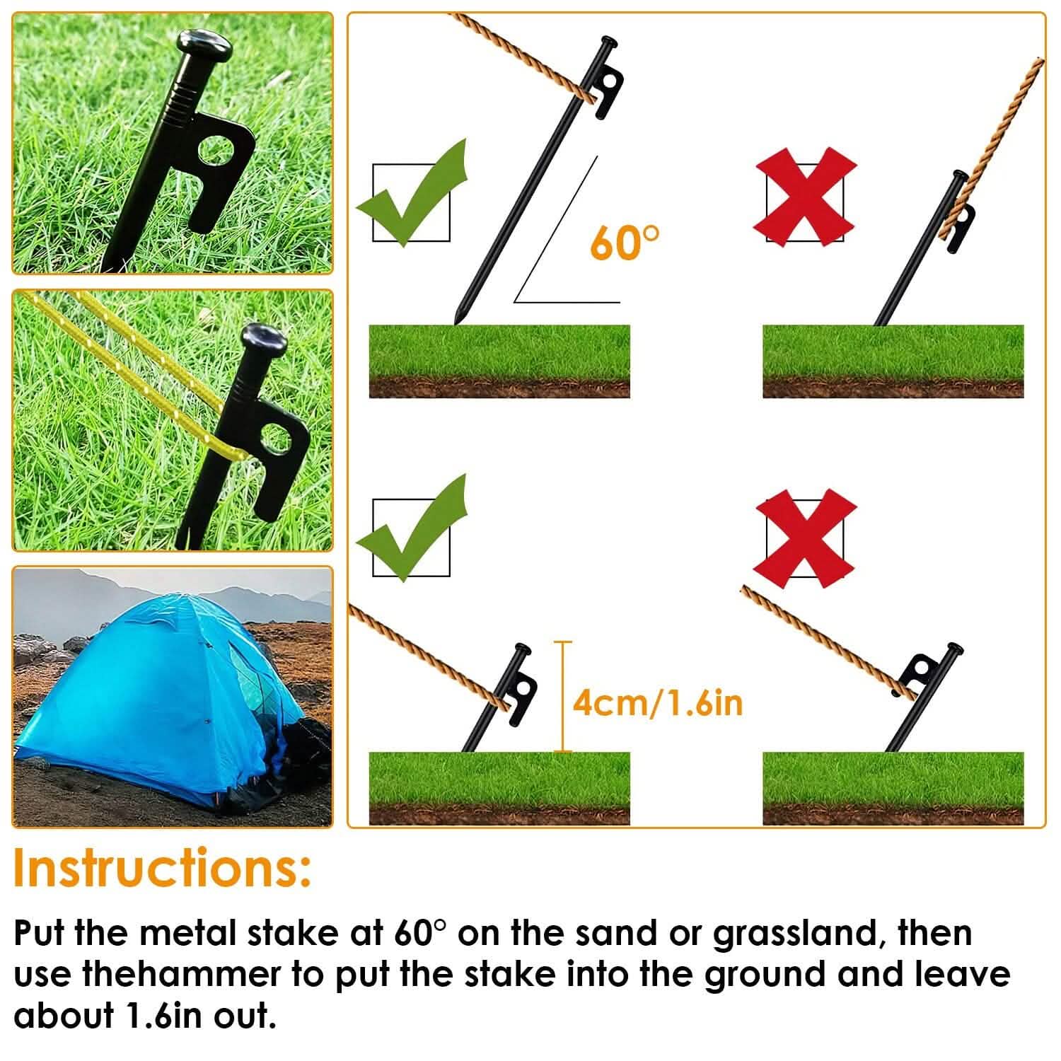 Tent Stakes Camping Hammer Set DailySale