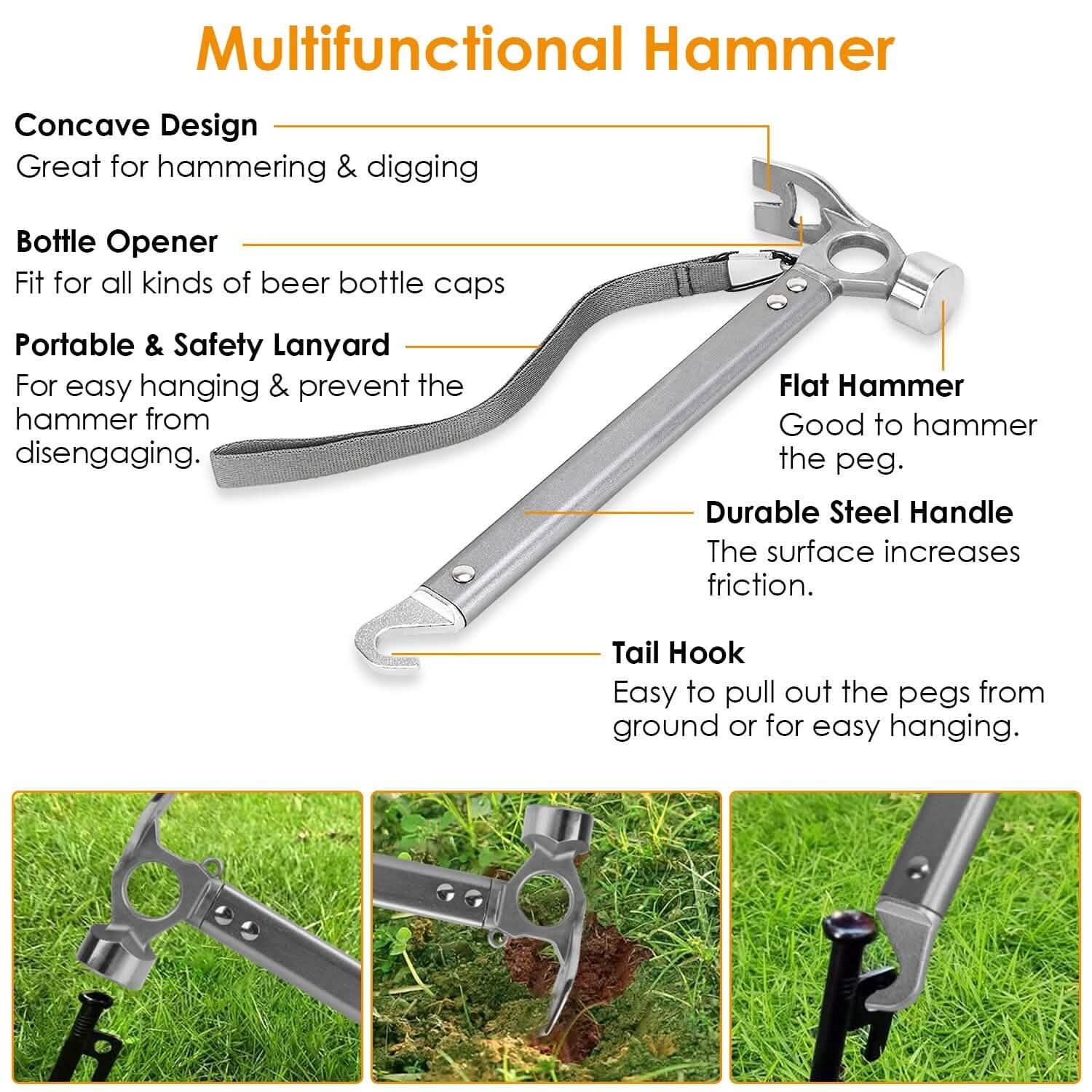 Tent Stakes Camping Hammer Set DailySale