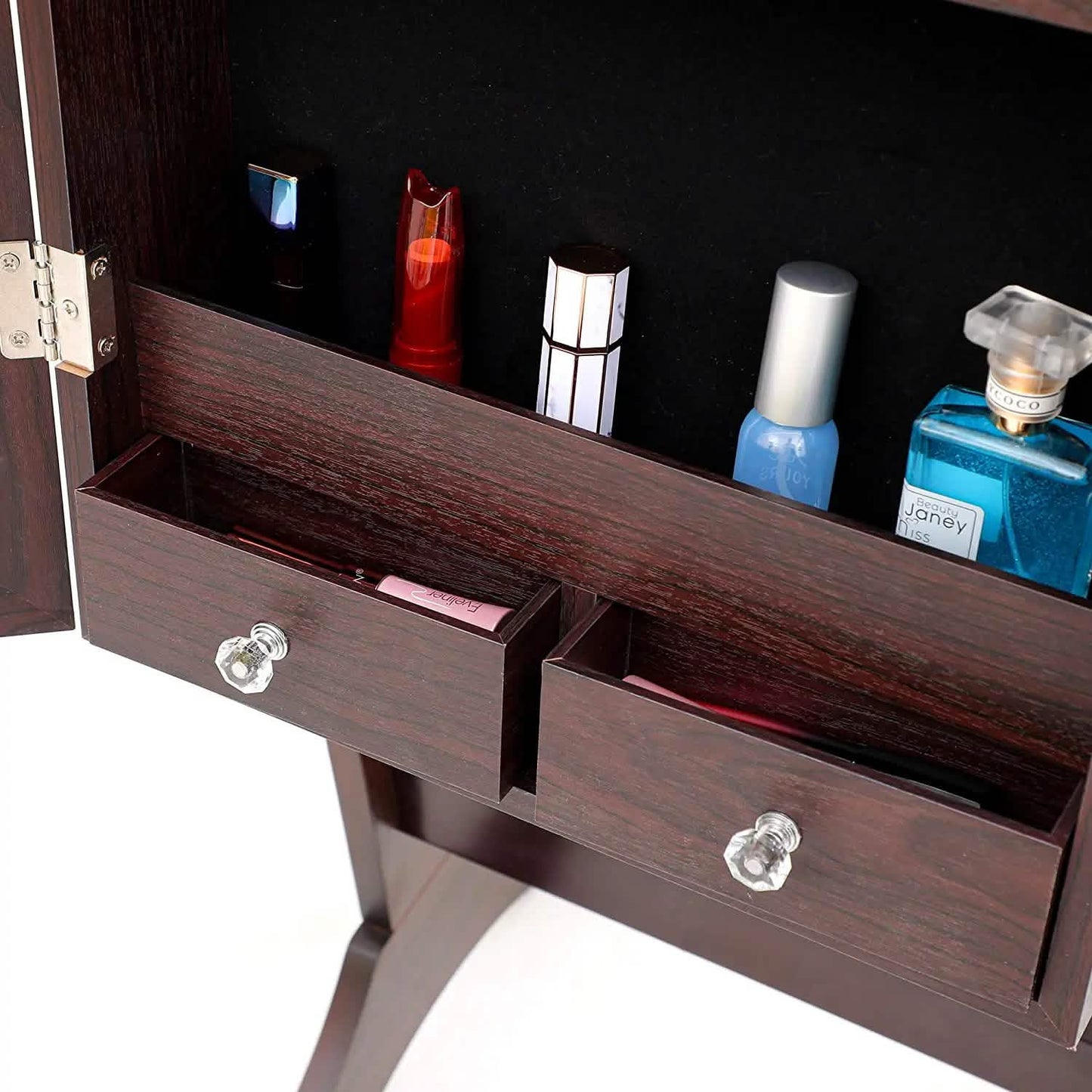 Tesmula Fashion Simple Jewelry Storage Mirror Cabinet With LED Lights DailySale