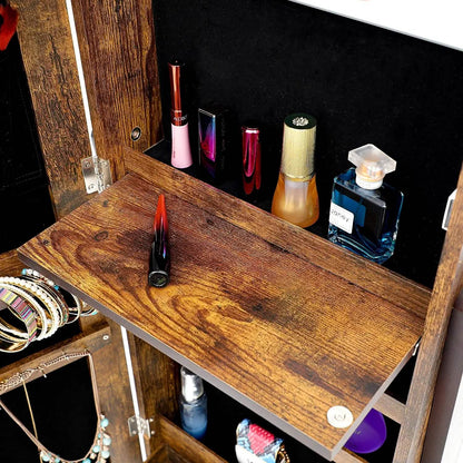 Tesmula Fashion Simple Jewelry Storage Mirror Cabinet With LED Lights DailySale
