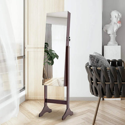 Tesmula Fashion Simple Jewelry Storage Mirror Cabinet With LED Lights DailySale