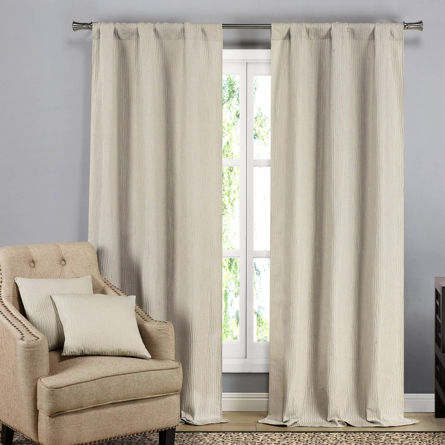 Textured Window Curtain Pair Panel with Matching Dec Pillows Set DailySale
