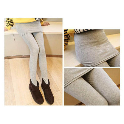 Thick Lined Leggings with Attached Skirt - Light Gray DailySale