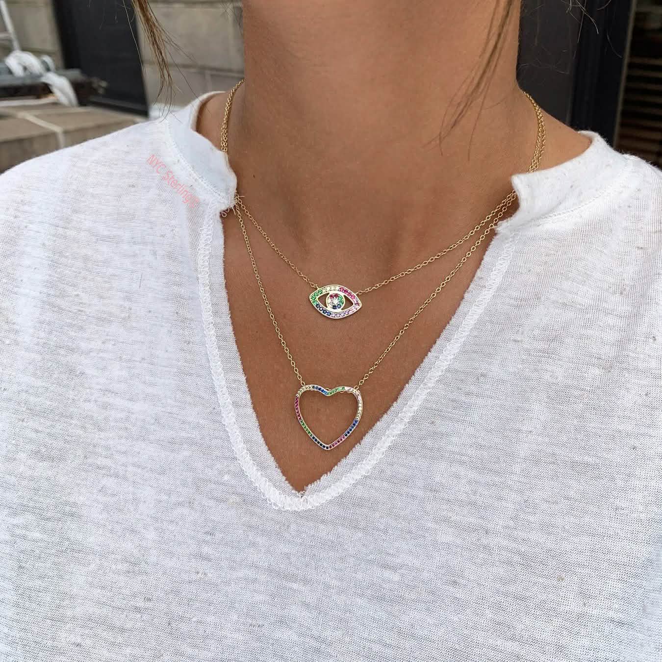 Thin Open Heart Rainbow Necklace DailySale