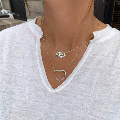 Thin Open Heart Rainbow Necklace DailySale